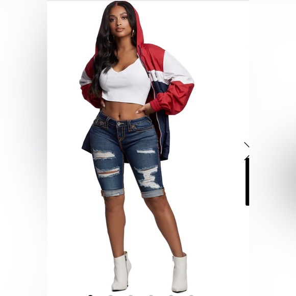 True Religion Pants - True Religion Blue Distressed Jean Shorts